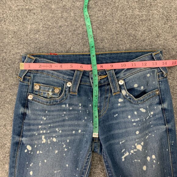 True Religion Bleach Splatter Jeans Women 25 Skinny Denim Low Rise Denim Stretch - Picture 7 of 15